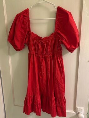 ASOS Red Puff Sleeve Babydoll Dress